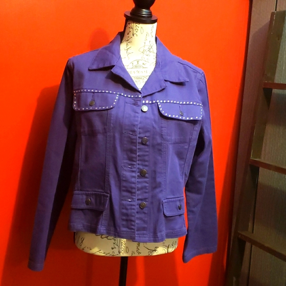 real comfort By Chadwick's Vintage Jean Jacket with Embellished Crystals